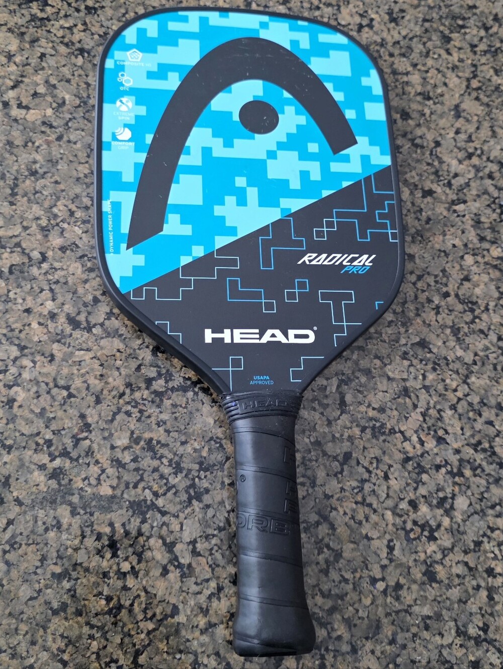 HEAD Radical Pro Pickleball Paddle Blue Black USAPA Approved 4 1/8 - 1 adult Uni